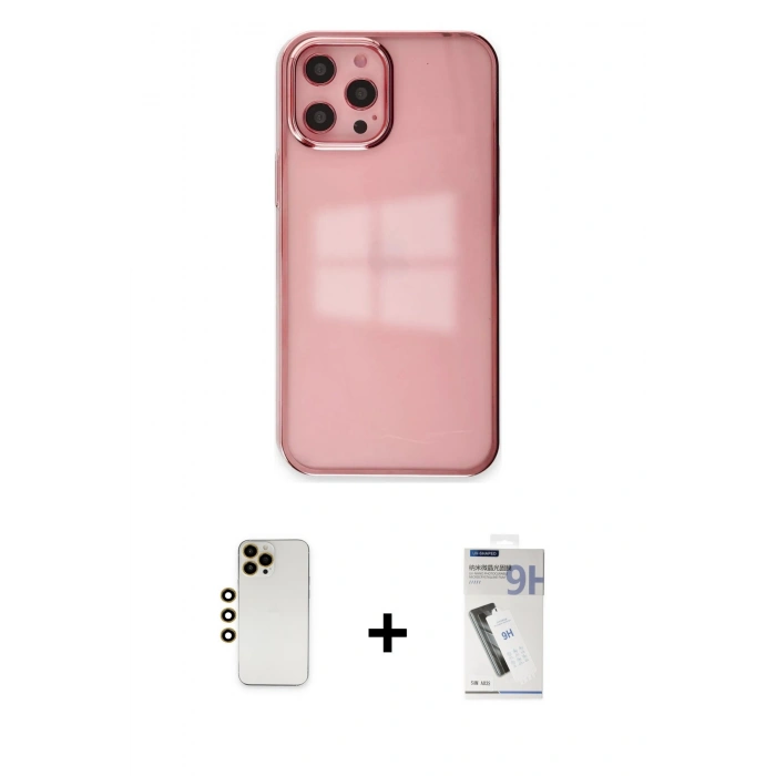 MARSİLYAN™- iPhone 12 Pro Max Kılıf Doruk Doku Prime - Şeffaf Uv Polymer Nano Ekran Koruyucu + Shine Kamera Lens - GD