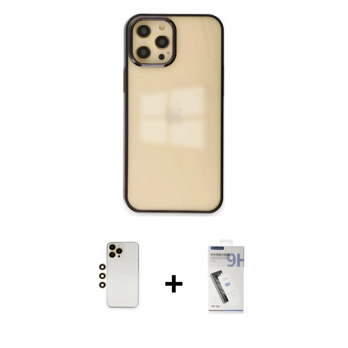 MARSİLYAN™- iPhone 12 Pro Max Kılıf Doruk Doku Prime - Şeffaf Uv Polymer Nano Ekran Koruyucu + Shine Kamera Lens - GD