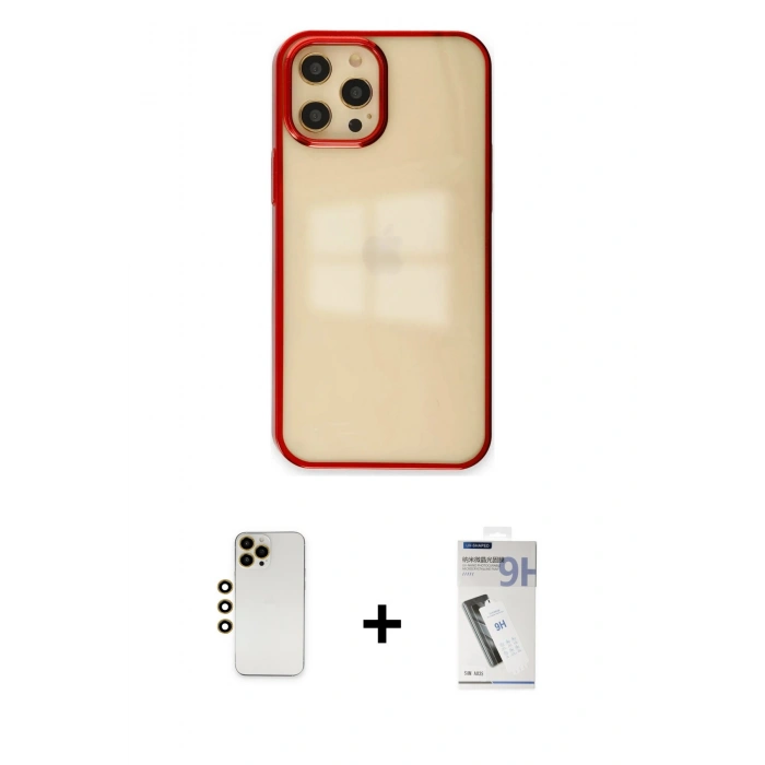 MARSİLYAN™- iPhone 12 Pro Max Kılıf Doruk Doku Prime - Şeffaf Uv Polymer Nano Ekran Koruyucu + Shine Kamera Lens - GD