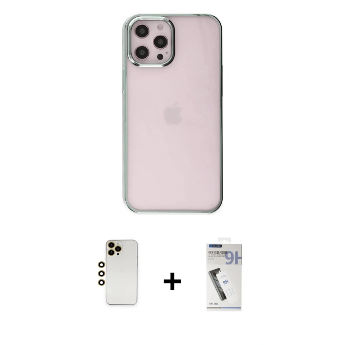 MARSİLYAN™- iPhone 12 Pro Max Kılıf Doruk Doku Prime - Şeffaf Uv Polymer Nano Ekran Koruyucu + Shine Kamera Lens - GD