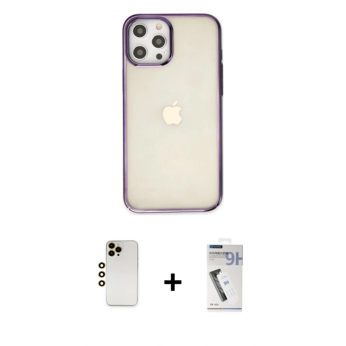 MARSİLYAN™- iPhone 12 Pro Max Kılıf Doruk Doku Prime - Şeffaf Uv Polymer Nano Ekran Koruyucu + Shine Kamera Lens - GD