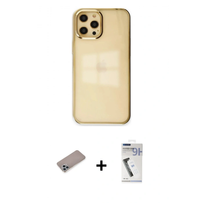 MARSİLYAN™- iPhone 12 Pro Max Kılıf Doruk Doku Prime - Şeffaf Uv Polymer Nano Ekran Koruyucu + Shine Kamera Lens Koruma Cam - SABE