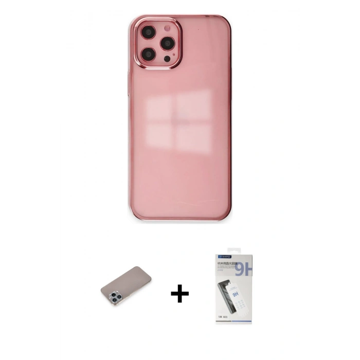 MARSİLYAN™- iPhone 12 Pro Max Kılıf Doruk Doku Prime - Şeffaf Uv Polymer Nano Ekran Koruyucu + Shine Kamera Lens Koruma Cam - SABE