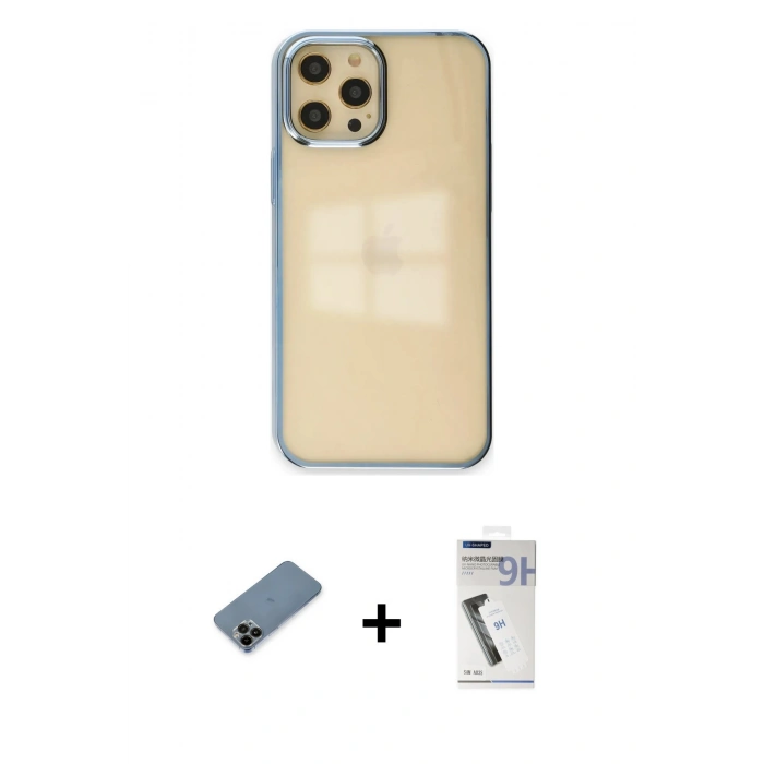 MARSİLYAN™- iPhone 12 Pro Max Kılıf Doruk Doku Prime - Şeffaf Uv Polymer Nano Ekran Koruyucu + Shine Kamera Lens Koruma Cam - SH