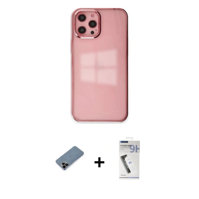 MARSİLYAN™- iPhone 12 Pro Max Kılıf Doruk Doku Prime - Şeffaf Uv Polymer Nano Ekran Koruyucu + Shine Kamera Lens Koruma Cam - SH