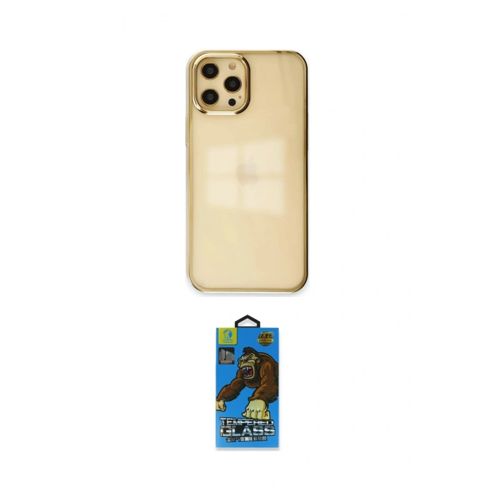 MARSİLYAN™- iPhone 12 Pro Max Kılıf Doruk Doku Prime - Siyah 18D Cam Ekran Koruyucu