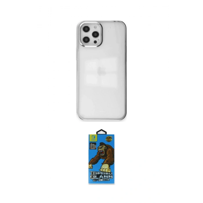 MARSİLYAN™- iPhone 12 Pro Max Kılıf Doruk Doku Prime - Siyah 18D Cam Ekran Koruyucu