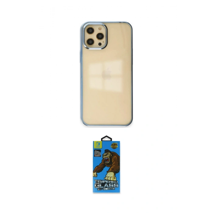MARSİLYAN™- iPhone 12 Pro Max Kılıf Doruk Doku Prime - Siyah 18D Cam Ekran Koruyucu