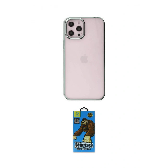 MARSİLYAN™- iPhone 12 Pro Max Kılıf Doruk Doku Prime - Siyah 18D Cam Ekran Koruyucu