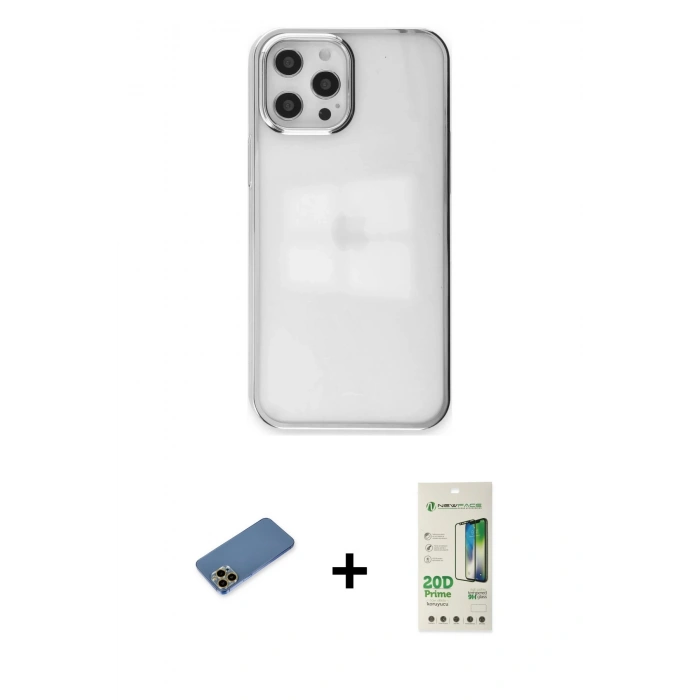 MARSİLYAN™- iPhone 12 Pro Max Kılıf Doruk Doku Prime - Siyah 20D Premium Cam Ekran Koruyucu + Shine Kamera Lens Koruma Cam - GD