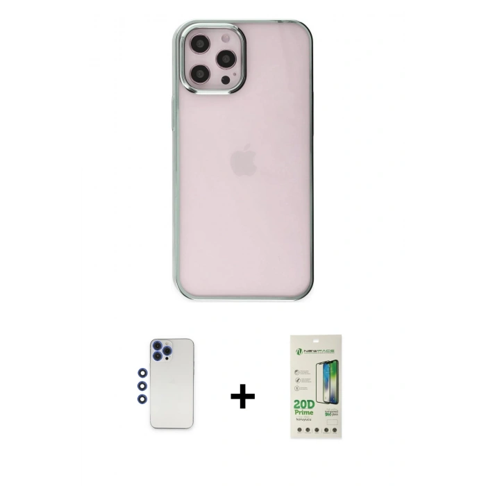 MARSİLYAN™- iPhone 12 Pro Max Kılıf Doruk Doku Prime - Siyah 20D Premium Cam Ekran Koruyucu + Shine Kamera Lens - LT