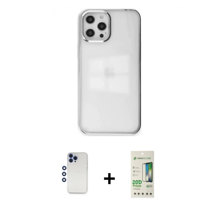 MARSİLYAN™- iPhone 12 Pro Max Kılıf Doruk Doku Prime - Siyah 20D Premium Cam Ekran Koruyucu + Shine Kamera Lens - LT