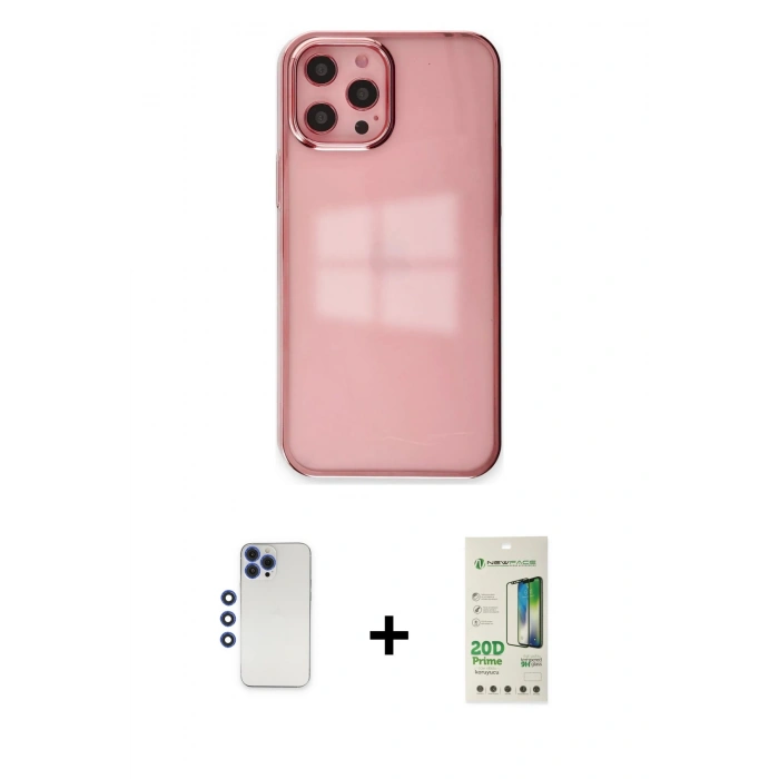 MARSİLYAN™- iPhone 12 Pro Max Kılıf Doruk Doku Prime - Siyah 20D Premium Cam Ekran Koruyucu + Shine Kamera Lens - LT