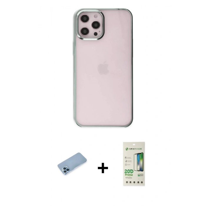 MARSİLYAN™- iPhone 12 Pro Max Kılıf Doruk Doku Prime - Siyah 20D Premium Cam Ekran Koruyucu + Shine Kamera Lens Koruma Cam - MI