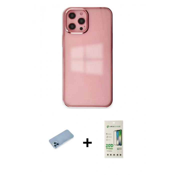 MARSİLYAN™- iPhone 12 Pro Max Kılıf Doruk Doku Prime - Siyah 20D Premium Cam Ekran Koruyucu + Shine Kamera Lens Koruma Cam - MI