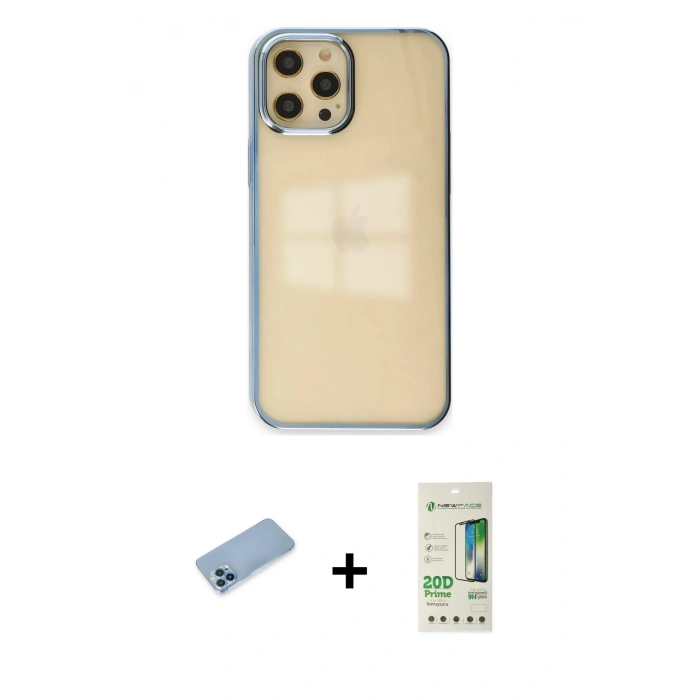 MARSİLYAN™- iPhone 12 Pro Max Kılıf Doruk Doku Prime - Siyah 20D Premium Cam Ekran Koruyucu + Shine Kamera Lens Koruma Cam - MI