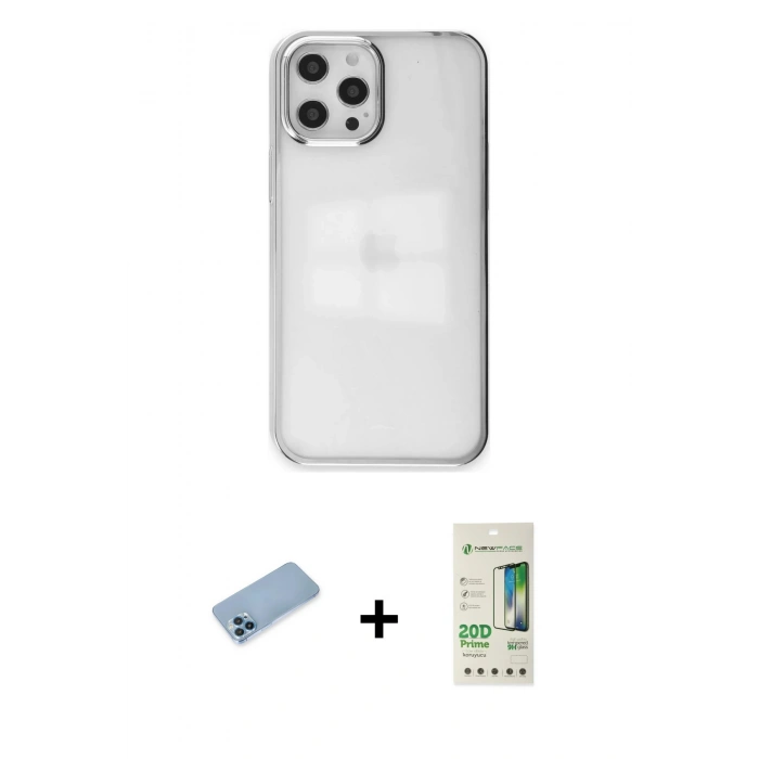 MARSİLYAN™- iPhone 12 Pro Max Kılıf Doruk Doku Prime - Siyah 20D Premium Cam Ekran Koruyucu + Shine Kamera Lens Koruma Cam - MI