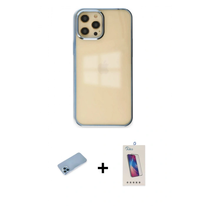 MARSİLYAN™- iPhone 12 Pro Max Kılıf Doruk Doku Prime - Siyah Joko 5D Cam + Shine Kamera Lens Koruma Cam - MI