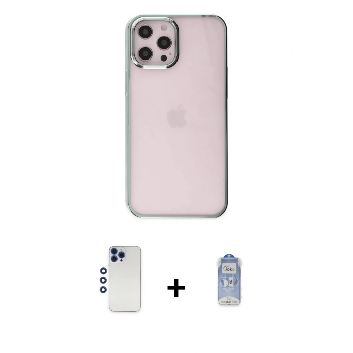MARSİLYAN™- iPhone 12 Pro Max Kılıf Doruk Doku Prime - Siyah Joko Magic 5D Cam + Shine Kamera Lens - LT