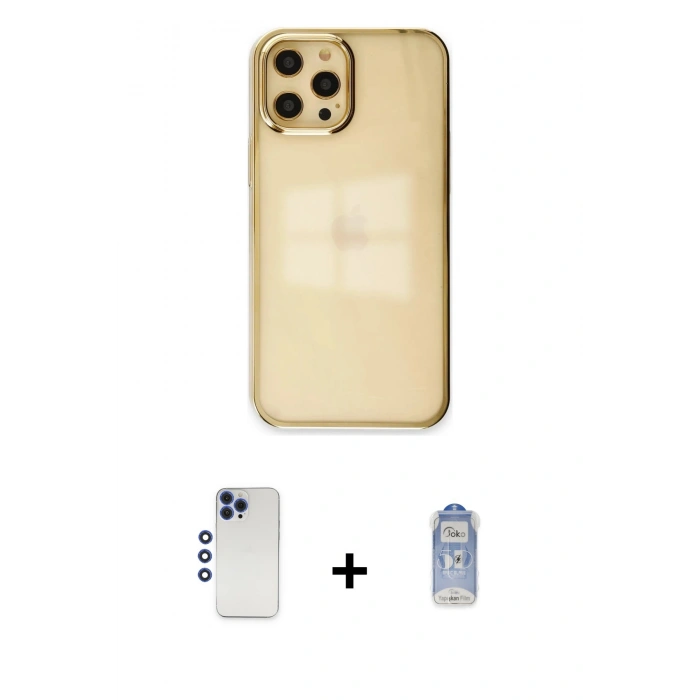 MARSİLYAN™- iPhone 12 Pro Max Kılıf Doruk Doku Prime - Siyah Joko Magic 5D Cam + Shine Kamera Lens - LT