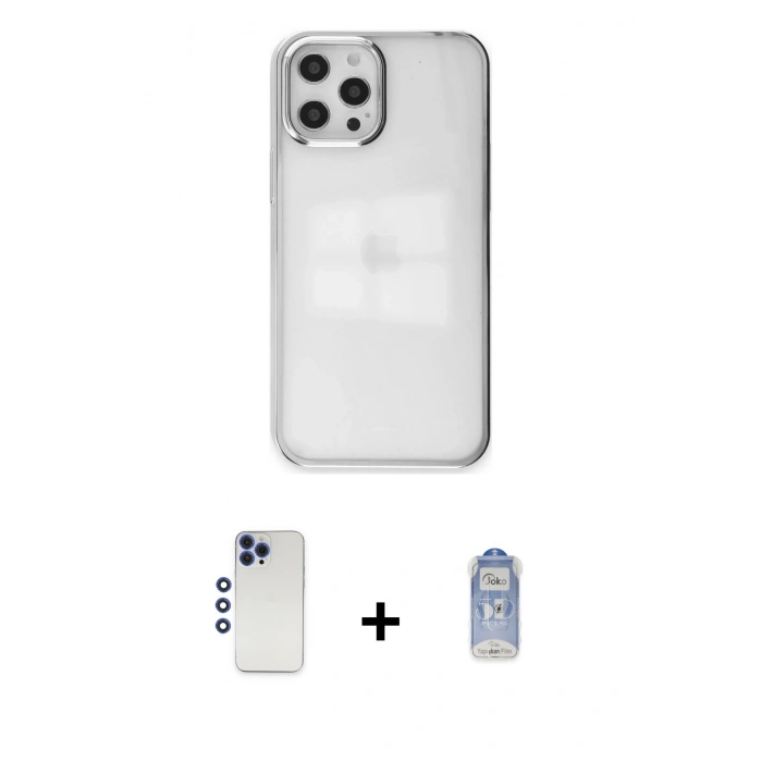 MARSİLYAN™- iPhone 12 Pro Max Kılıf Doruk Doku Prime - Siyah Joko Magic 5D Cam + Shine Kamera Lens - LT