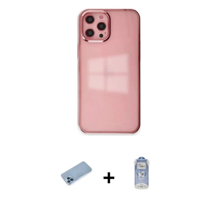 MARSİLYAN™- iPhone 12 Pro Max Kılıf Doruk Doku Prime - Siyah Joko Magic 5D Cam + Shine Kamera Lens Koruma Cam - MI