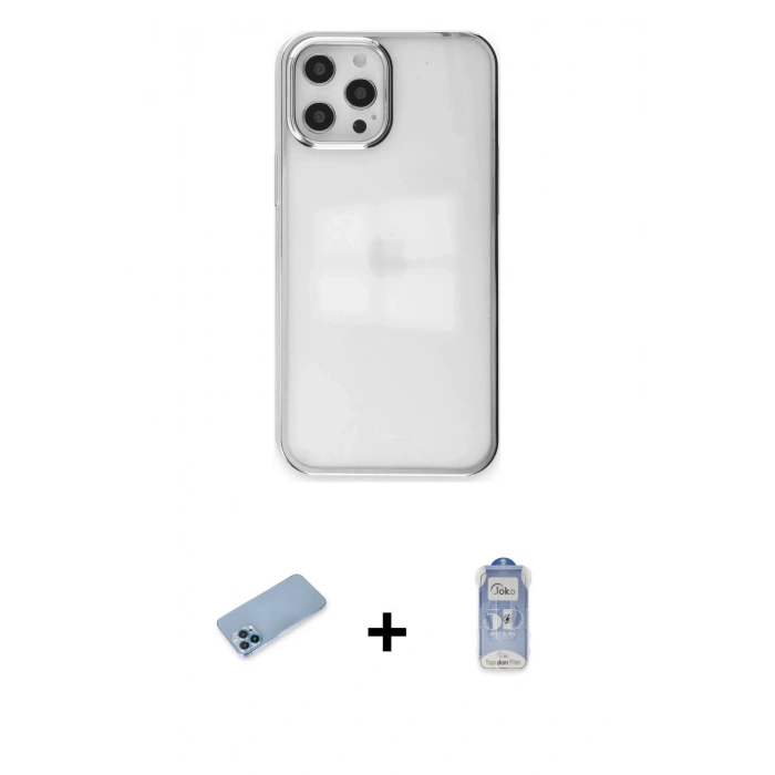 MARSİLYAN™- iPhone 12 Pro Max Kılıf Doruk Doku Prime - Siyah Joko Magic 5D Cam + Shine Kamera Lens Koruma Cam - MI
