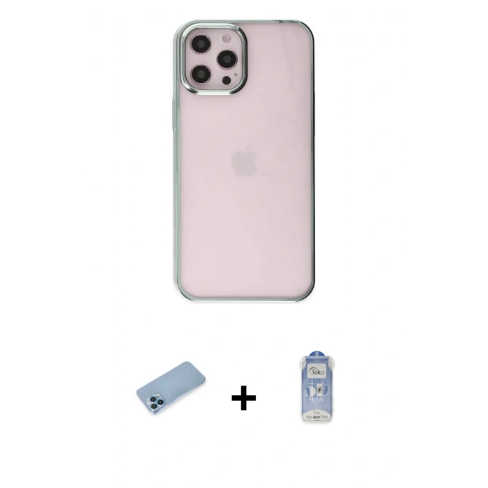 MARSİLYAN™- iPhone 12 Pro Max Kılıf Doruk Doku Prime - Siyah Joko Magic 5D Cam + Shine Kamera Lens Koruma Cam - MI