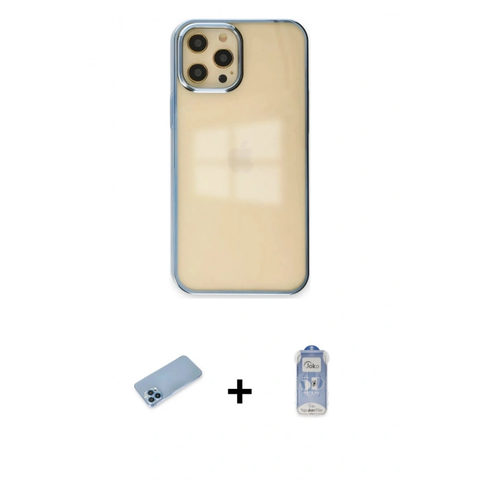 MARSİLYAN™- iPhone 12 Pro Max Kılıf Doruk Doku Prime - Siyah Joko Magic 5D Cam + Shine Kamera Lens Koruma Cam - MI