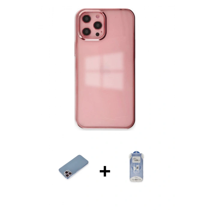 MARSİLYAN™- iPhone 12 Pro Max Kılıf Doruk Doku Prime - Siyah Joko Magic 5D Cam + Shine Kamera Lens Koruma Cam - PE