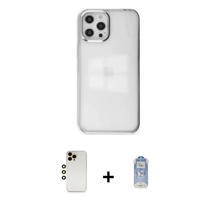 MARSİLYAN™- iPhone 12 Pro Max Kılıf Doruk Doku Prime - Siyah Joko Magic 5D Cam + Shine Kamera Lens - GD