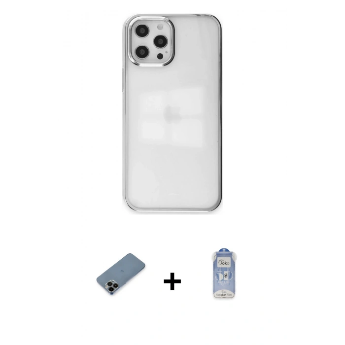 MARSİLYAN™- iPhone 12 Pro Max Kılıf Doruk Doku Prime - Siyah Joko Magic 5D Cam + Shine Kamera Lens Koruma Cam - SH