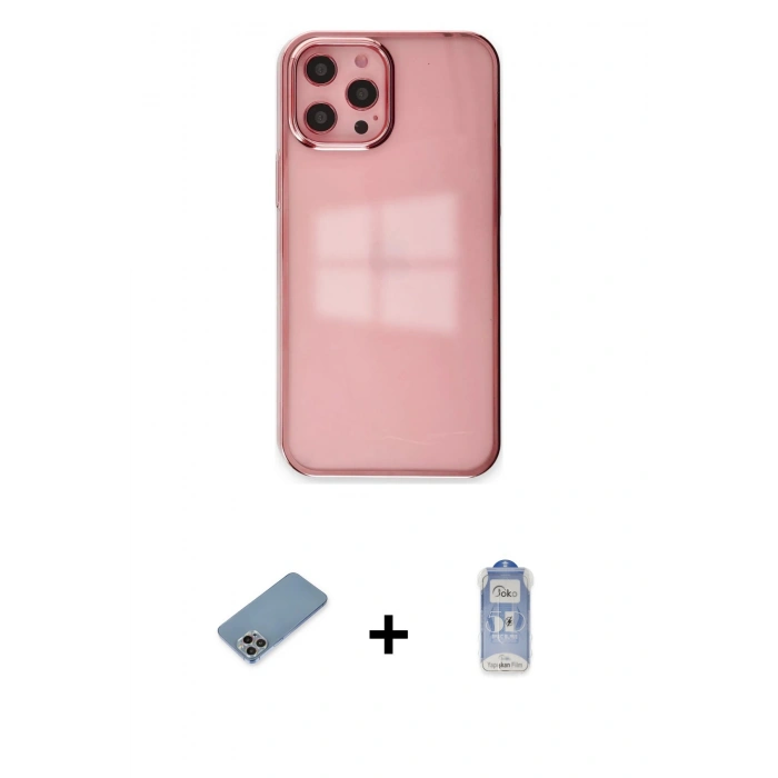 MARSİLYAN™- iPhone 12 Pro Max Kılıf Doruk Doku Prime - Siyah Joko Magic 5D Cam + Shine Kamera Lens Koruma Cam - GI