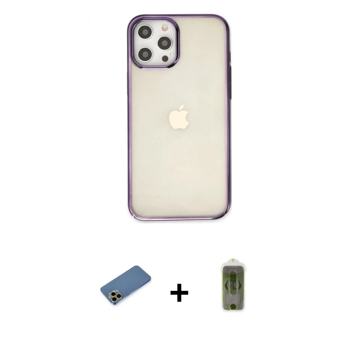 MARSİLYAN™- iPhone 12 Pro Max Kılıf Doruk Doku Prime - Siyah Joko Magic 5D Hayalet Cam + Shine Kamera Lens Koruma Cam - GD
