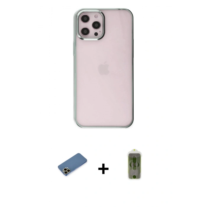 MARSİLYAN™- iPhone 12 Pro Max Kılıf Doruk Doku Prime - Siyah Joko Magic 5D Hayalet Cam + Shine Kamera Lens Koruma Cam - GD