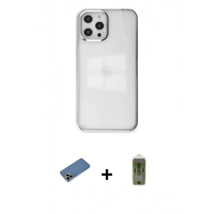 MARSİLYAN™- iPhone 12 Pro Max Kılıf Doruk Doku Prime - Siyah Joko Magic 5D Hayalet Cam + Shine Kamera Lens Koruma Cam - GD
