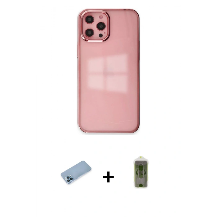 MARSİLYAN™- iPhone 12 Pro Max Kılıf Doruk Doku Prime - Siyah Joko Magic 5D Hayalet Cam + Mavi Shine Kamera Lens Koruma Cam