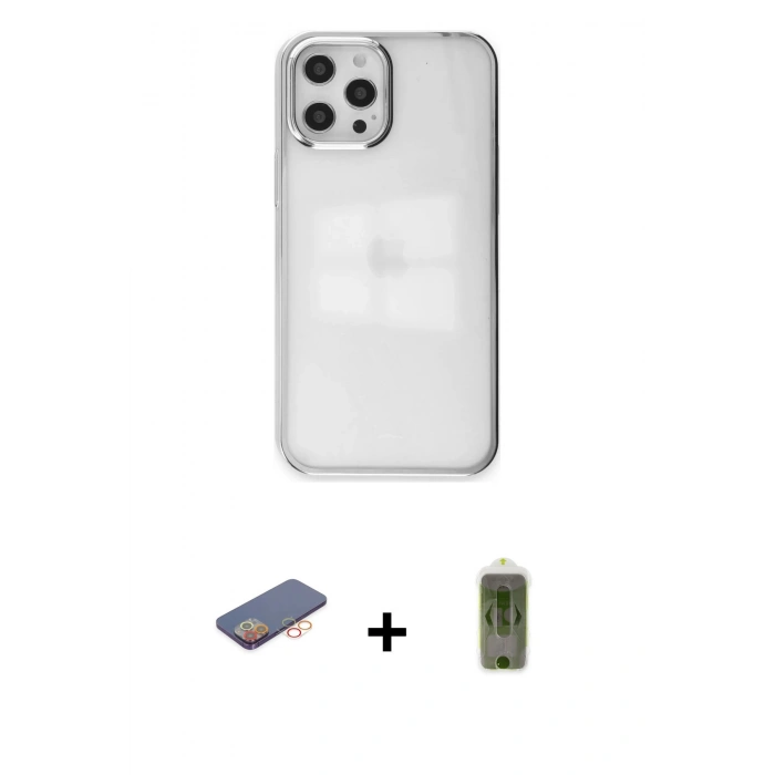 MARSİLYAN™- iPhone 12 Pro Max Kılıf Doruk Doku Prime - Siyah Joko Magic 5D Hayalet Cam + Renkli Kamera Lens Koruma Cam - TU