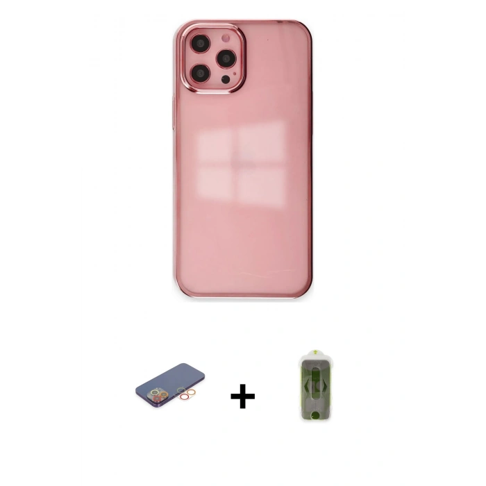 MARSİLYAN™- iPhone 12 Pro Max Kılıf Doruk Doku Prime - Siyah Joko Magic 5D Hayalet Cam + Renkli Kamera Lens Koruma Cam - TU