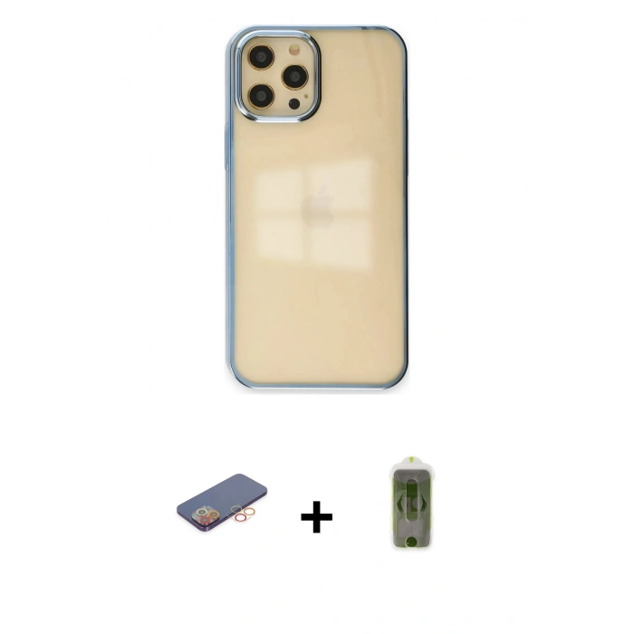 MARSİLYAN™- iPhone 12 Pro Max Kılıf Doruk Doku Prime - Siyah Joko Magic 5D Hayalet Cam + Renkli Kamera Lens Koruma Cam - TU