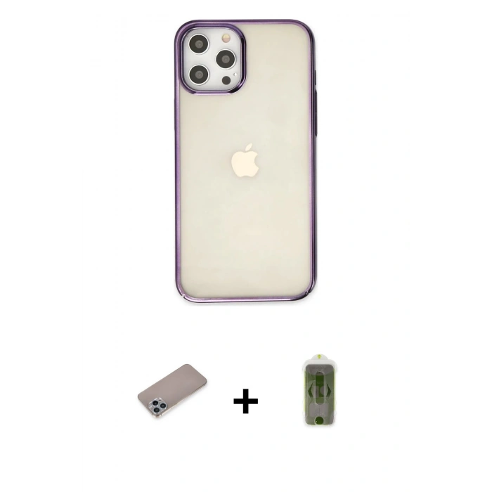 MARSİLYAN™- iPhone 12 Pro Max Kılıf Doruk Doku Prime - Siyah Joko Magic 5D Hayalet Cam + Shine Kamera Lens Koruma Cam - SABE