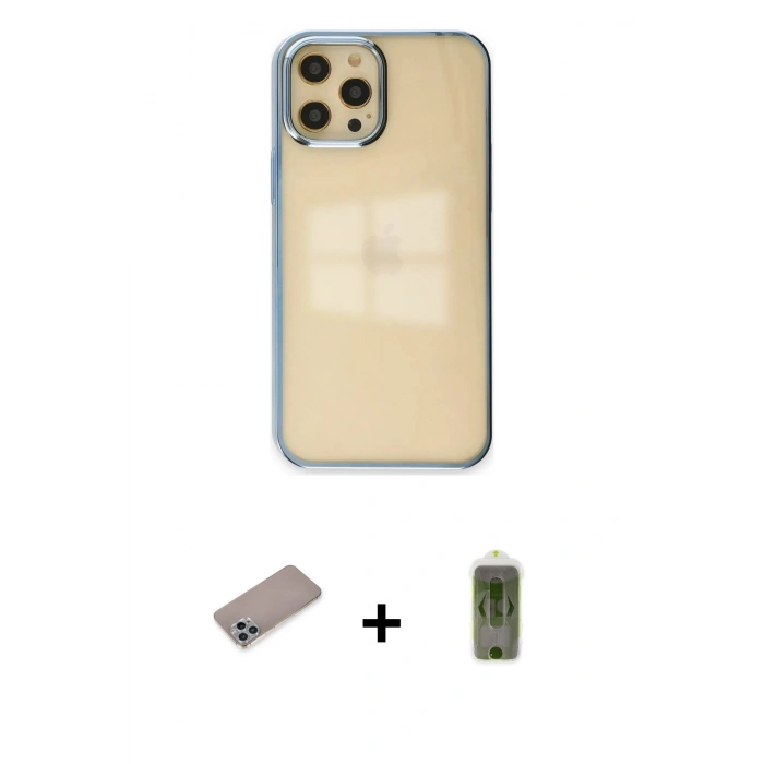 MARSİLYAN™- iPhone 12 Pro Max Kılıf Doruk Doku Prime - Siyah Joko Magic 5D Hayalet Cam + Shine Kamera Lens Koruma Cam - SABE