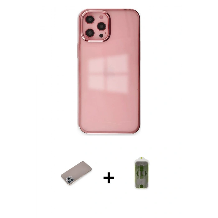MARSİLYAN™- iPhone 12 Pro Max Kılıf Doruk Doku Prime - Siyah Joko Magic 5D Hayalet Cam + Shine Kamera Lens Koruma Cam - SABE