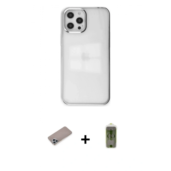 MARSİLYAN™- iPhone 12 Pro Max Kılıf Doruk Doku Prime - Siyah Joko Magic 5D Hayalet Cam + Shine Kamera Lens Koruma Cam - SABE