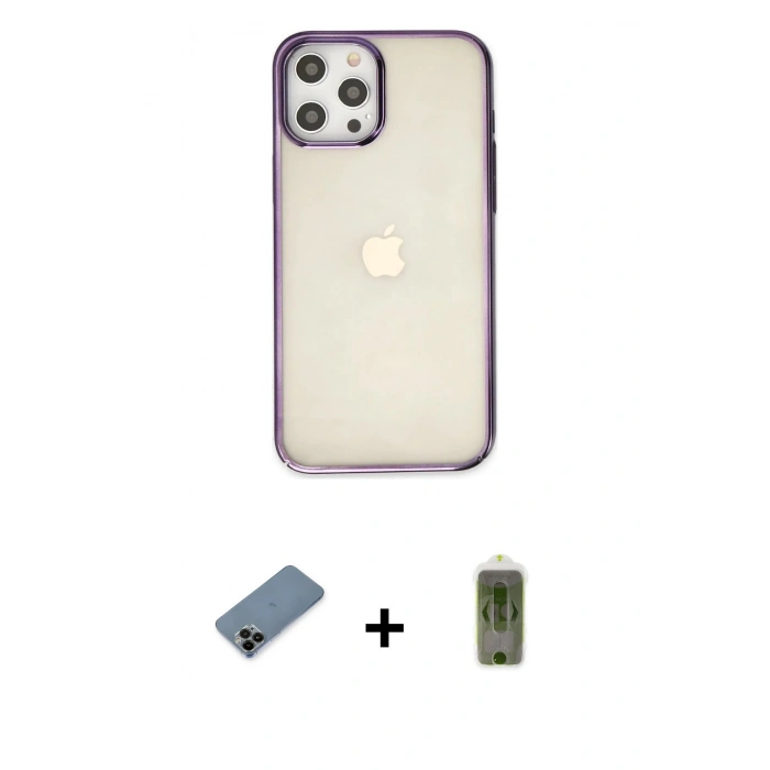 MARSİLYAN™- iPhone 12 Pro Max Kılıf Doruk Doku Prime - Siyah Joko Magic 5D Hayalet Cam + Shine Kamera Lens Koruma Cam - SH