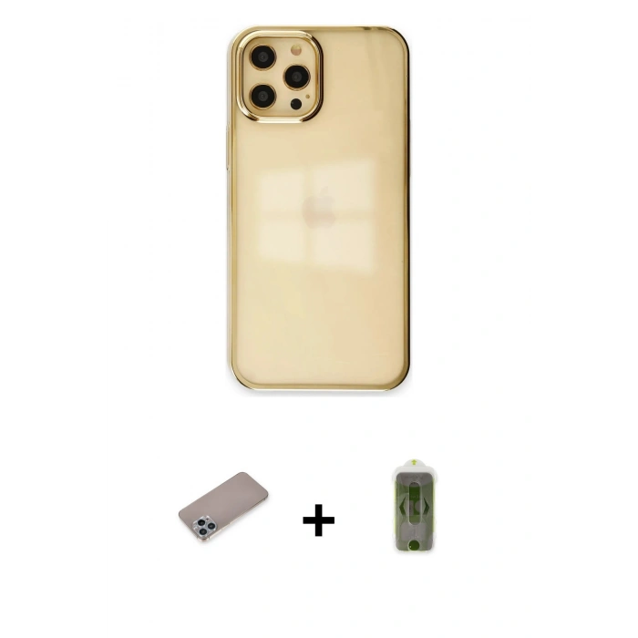 MARSİLYAN™- iPhone 12 Pro Max Kılıf Doruk Doku Prime - Siyah Joko Magic 5D Hayalet Cam + Shine Kamera Lens Koruma Cam - SABE