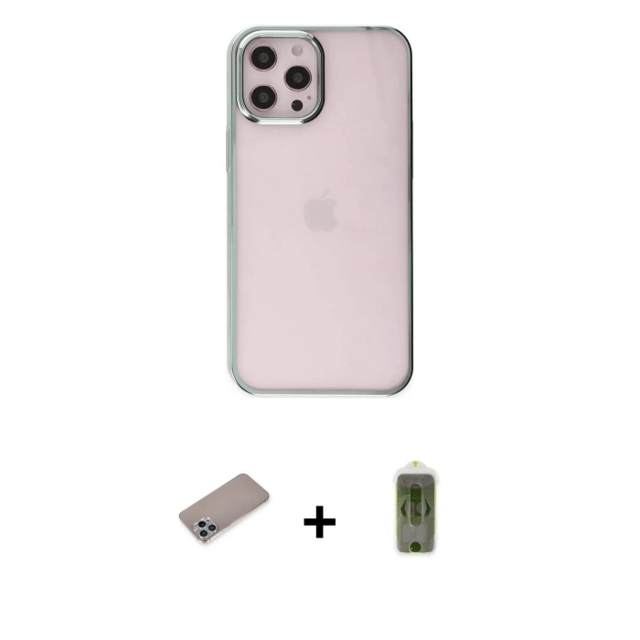 MARSİLYAN™- iPhone 12 Pro Max Kılıf Doruk Doku Prime - Siyah Joko Magic 5D Hayalet Cam + Shine Kamera Lens Koruma Cam - SABE