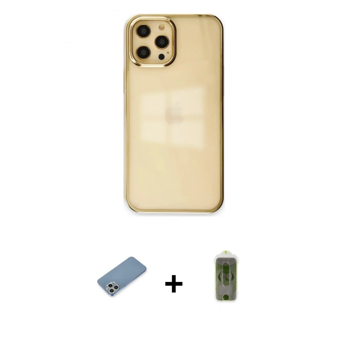 MARSİLYAN™- iPhone 12 Pro Max Kılıf Doruk Doku Prime - Siyah Joko Magic 5D Hayalet Cam + Shine Kamera Lens Koruma Cam - GS