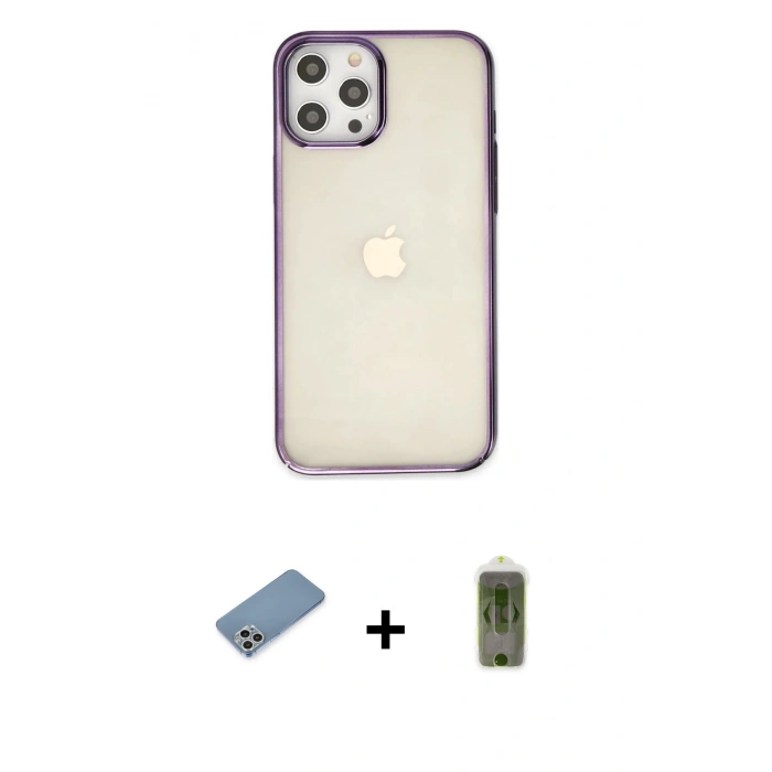 MARSİLYAN™- iPhone 12 Pro Max Kılıf Doruk Doku Prime - Siyah Joko Magic 5D Hayalet Cam + Shine Kamera Lens Koruma Cam - GS