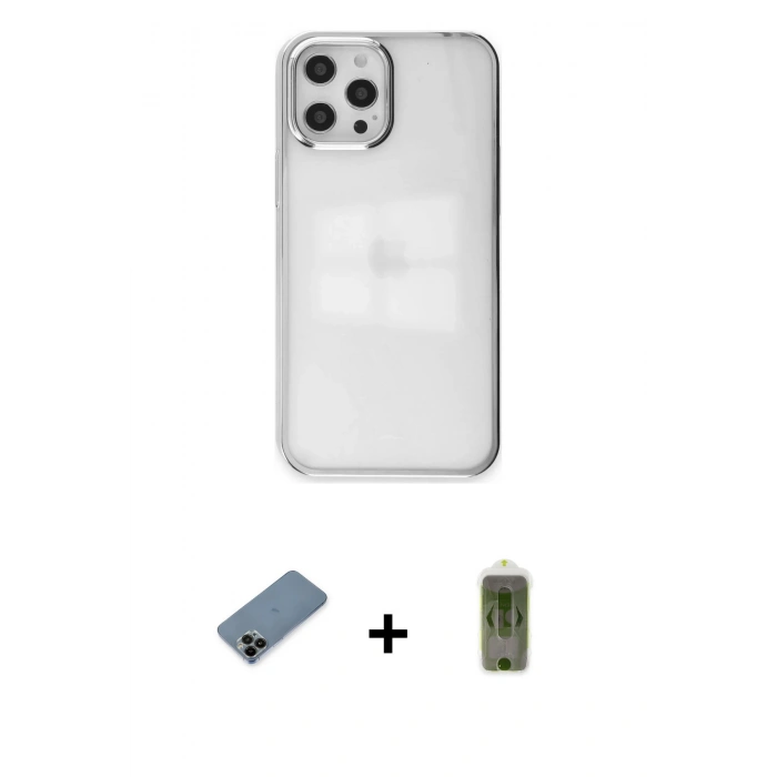 MARSİLYAN™- iPhone 12 Pro Max Kılıf Doruk Doku Prime - Siyah Joko Magic 5D Hayalet Cam + Shine Kamera Lens Koruma Cam - SH